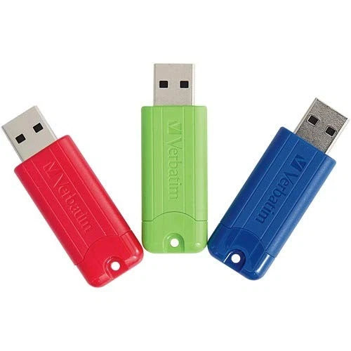 70390 - Verbatim 128GB Pinstripe 3.0 USB 3pk Blue/red/grn