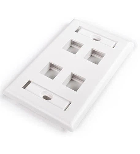 HY-FP-UM-4-WH - Hyperline 4-Port Window Faceplate White