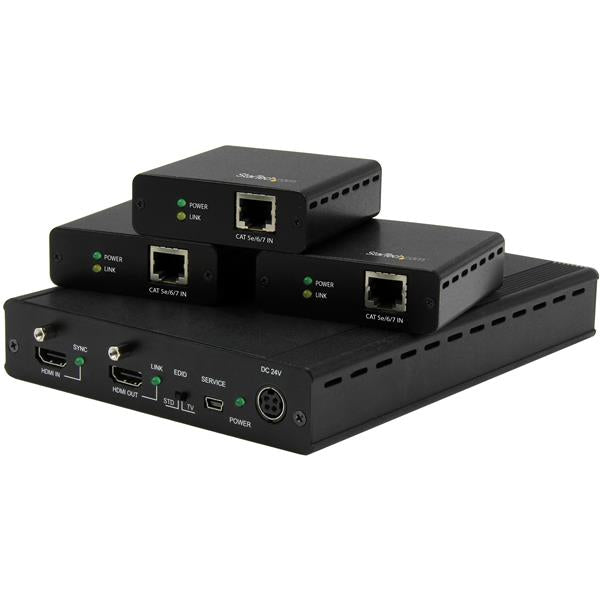 DISTRIBUTE YOUR HDMI SOURCE TO THREE REMOTE DISPLAYS OVER STANDARD CAT5 CAT6 OR