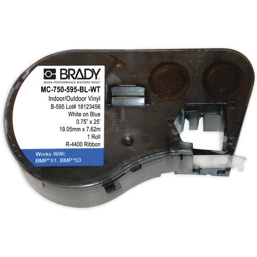 M4C-750-595-BL-WT - Brady All Weather Permanent Adhesive Vinyl Label Tape