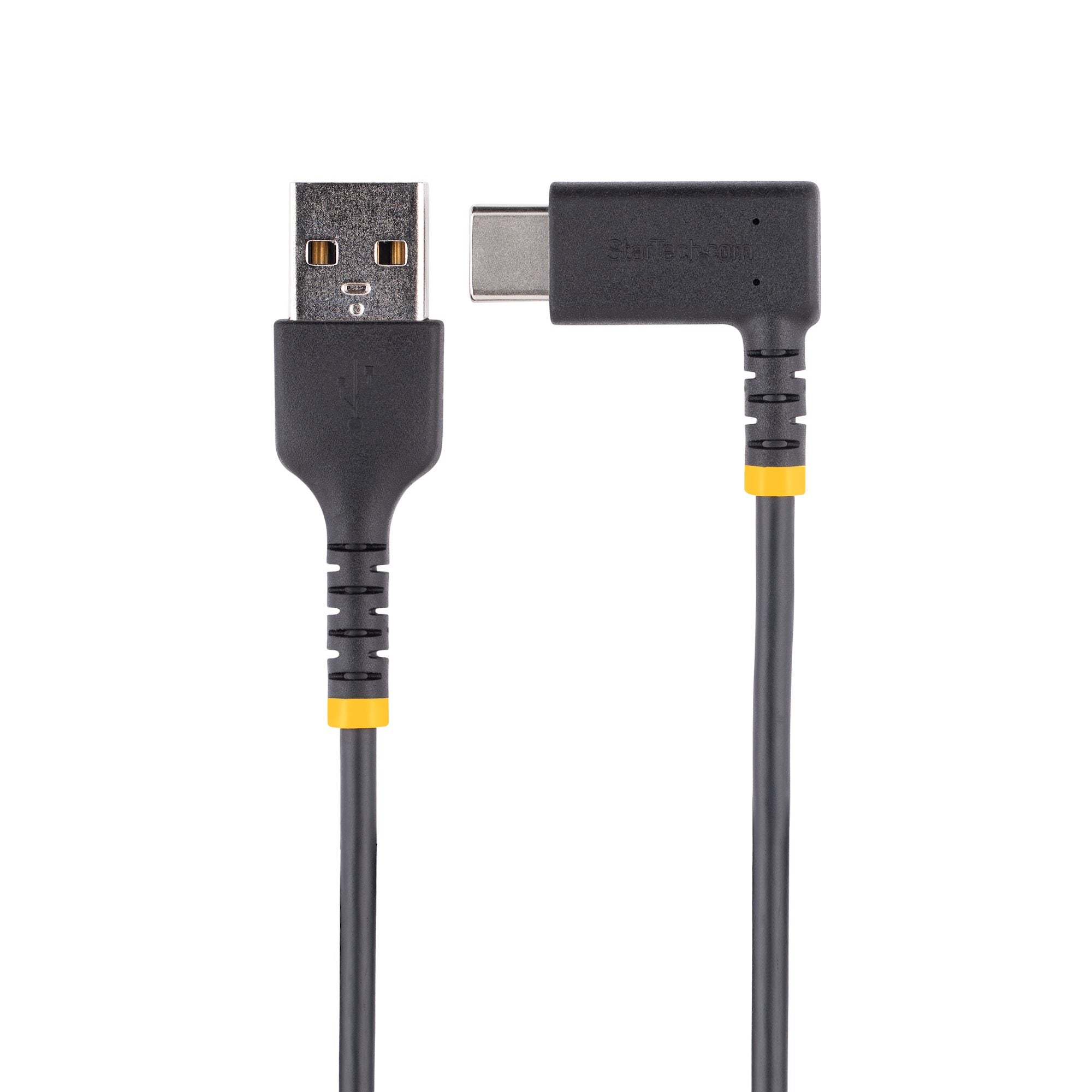 thumbnail image 2 of 1ft (30cm) USB A To C Charging Cable Right Angle - Heavy Duty Fast Charge USB-C Cable - USB 2.0 A To Type-C - Rugged Aramid Fiber - 3A 2 of 14