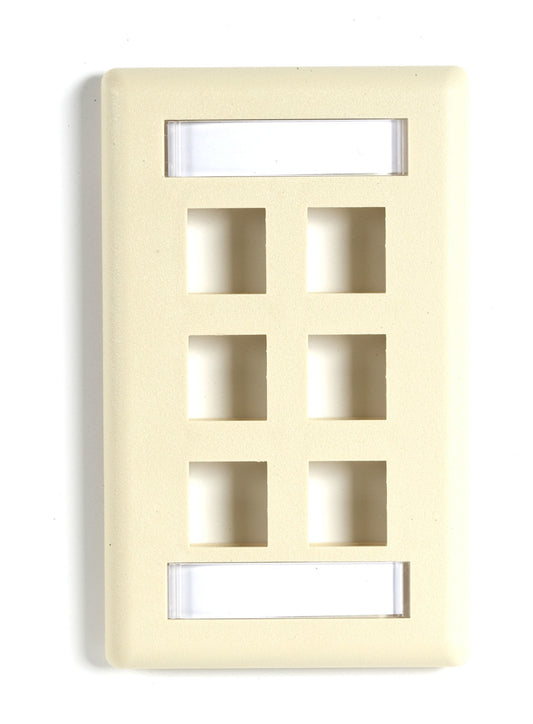 WPT478-10PAK - Black Box KEYSTONE WALLPLATE - SINGLE-GANG, 6-PORT, IVORY, 10-PACK, GSA, TAA