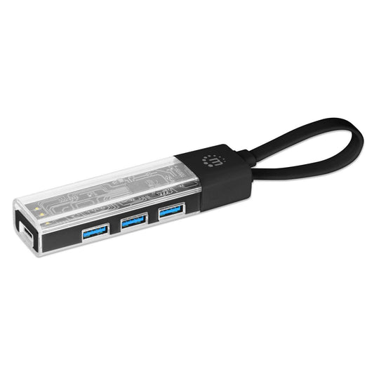 181013 - Manhattan TRANSPARENT 4-PORT USB 3.0 TYPE-C / TYPE-A COMBO HUB