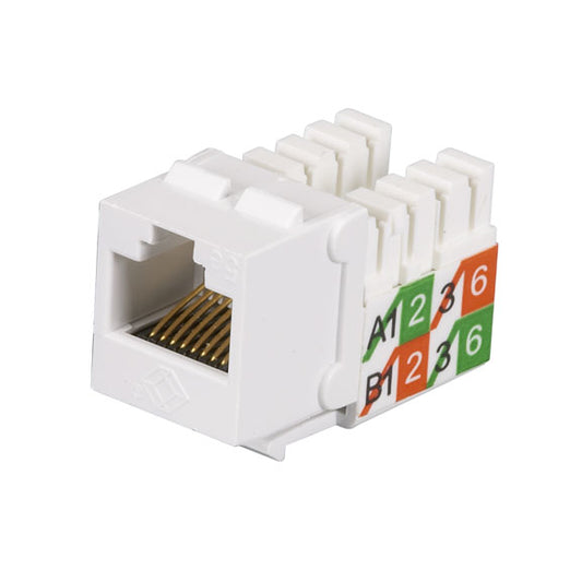 CAT5E KEYSTONE JACK - UNSHIELDED, WHITE, 25-PACK, GSA, TAA