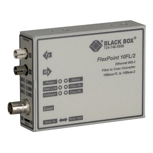 ETHERNET (10-MBPS) MEDIA CONVERTER - 10-MBPS THINNET TO 10-MBPS MULTIMODE FIBER,