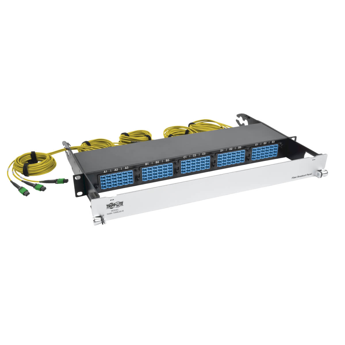 8.3/125 BREAKOUT FIBER PATCH PANEL, 40 GB TO 10 GB, 15 MTP QSFP TO 60 LC DUPLEX