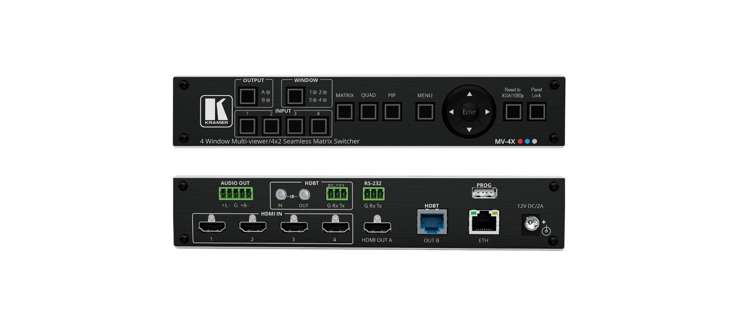 72-00004790 - Kramer Electronics MV-4X.4 WINDOW MULTI VIEWER 4X2 SEAMLESS MATRIX SWITCHER