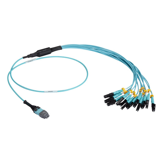 Black Box FOHC20M3MPLC12AQ-2R2 fiber optic cable 78.7" (2 m) MPO/MTP 12x LC OM3 Aqua color