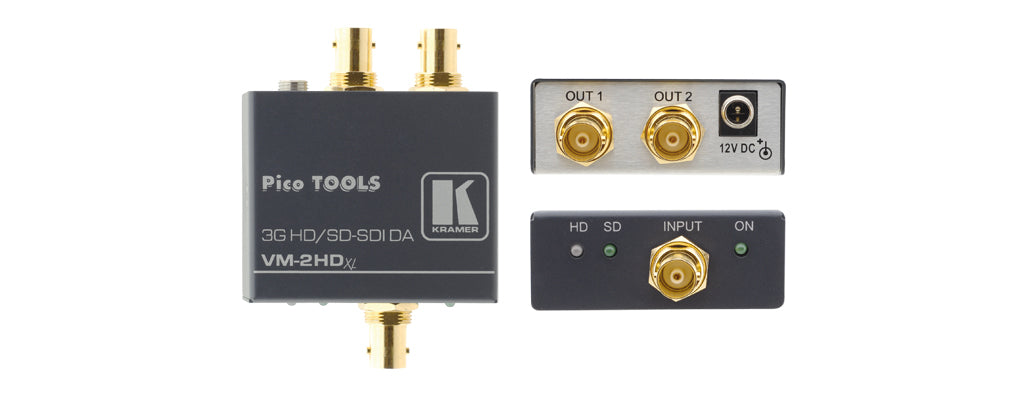 Kramer Electronics THE VM-2HDXL IS A HIGH-PERFORMANCE DISTRIBUTION AMPLIFIER FOR 3G HD-SDI SIGNALS.