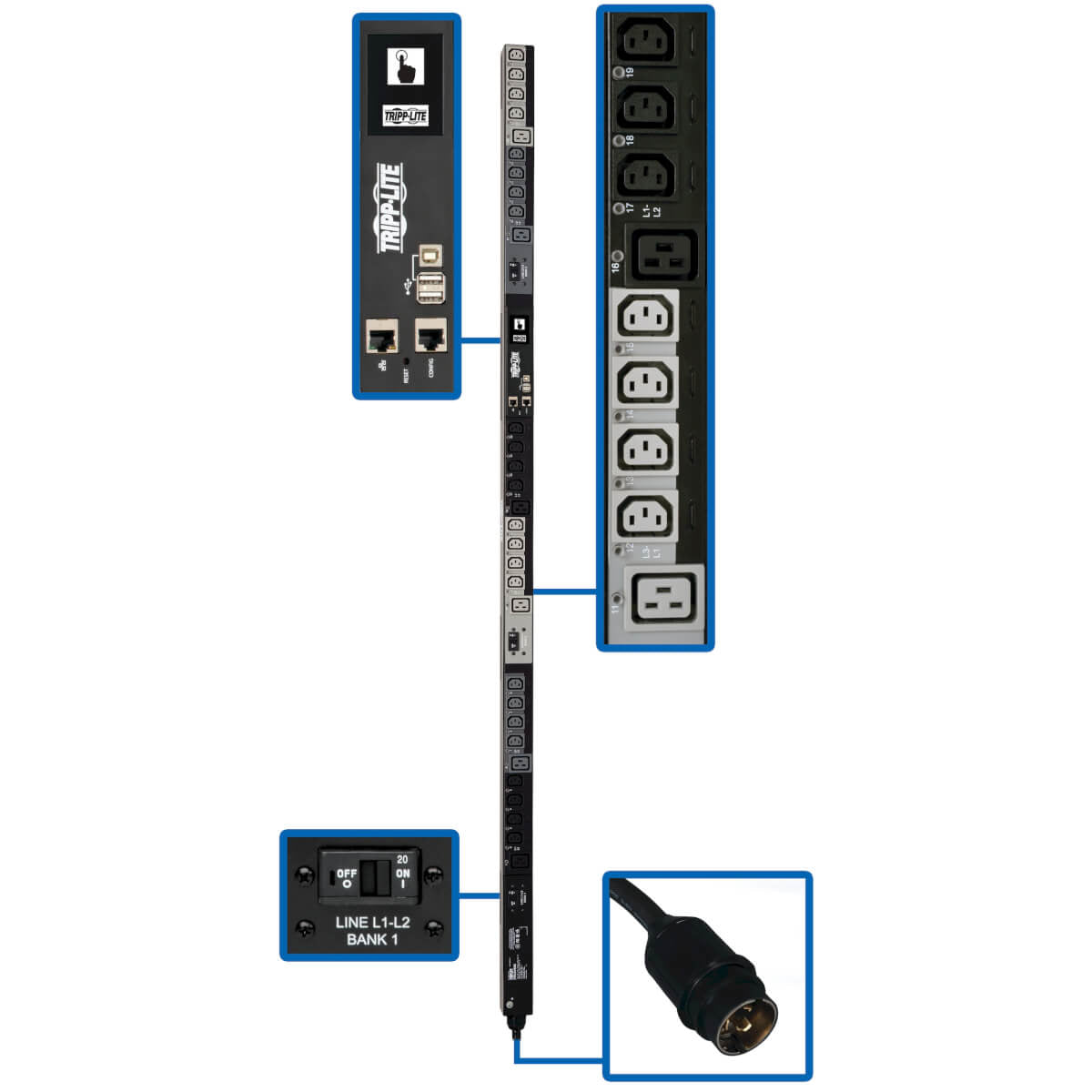 Tripp Lite PDU3EVS6L2130 power distribution unit (PDU) 30 AC outlet(s) 0U Black, Gray