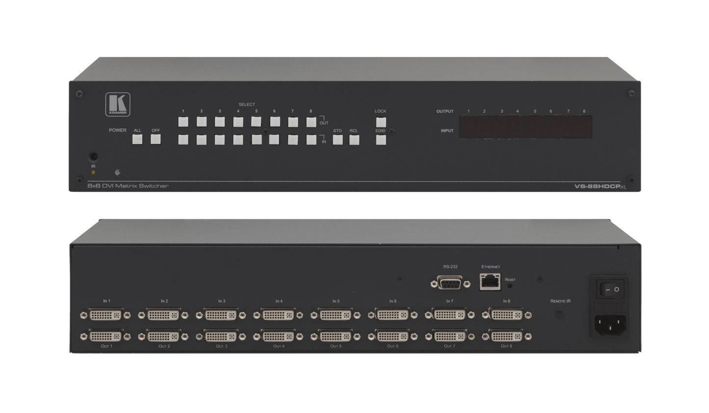 Kramer Electronics THE VS-88HDCPXL IS A HIGH-PERFORMANCE MATRIX SWITCHER FOR DVI AND HDMI SIGNALS O