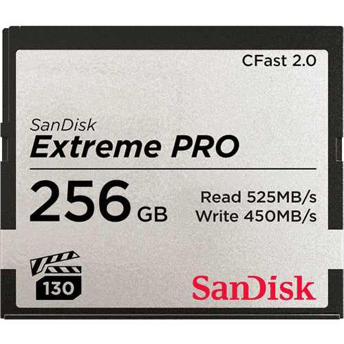 SANDISK EXTREME PRO CFAST 2.0, 256GB, FULL HD, 4K VIDEO RECORDING