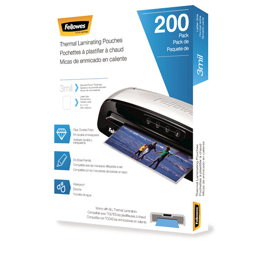 5743401 - Fellowes THERMAL LAMINATING POUCHES - LETTER 3 MIL