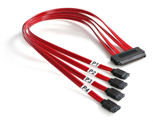 StarTech.com 50cm SAS SFF-8484 (32 pin 4i Multi-lane) Host To 4 SATA Cable SCSI cable Red 19.7" (0.5 m)