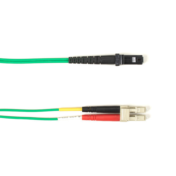 OM2 50/125 MULTIMODE FIBER OPTIC PATCH CABLE - OFNR PVC, LC TO MTRJ, GREEN, 5-M