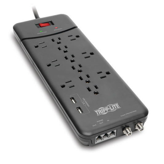 Tripp Lite TLP128TTUSBB surge protector Black 12 AC outlet(s) 110 - 125 V 96.1" (2.44 m)