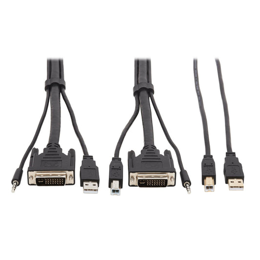 DVI KVM CABLE KIT - DVI, USB, 3.5 MM AUDIO (3XM/3XM) + USB (M/M), 1080P, 6 FT.,