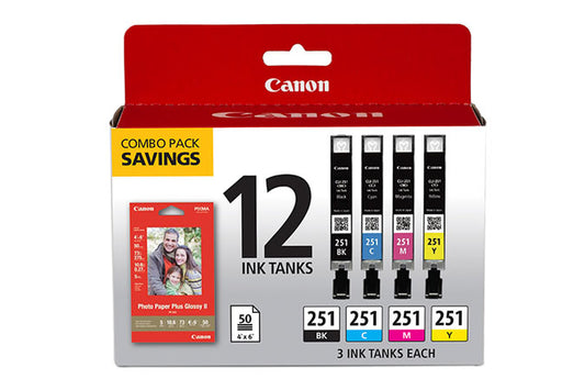 6513B010 - Canon COMBO PK CLI-251 BK/C/M/Y 12CLR