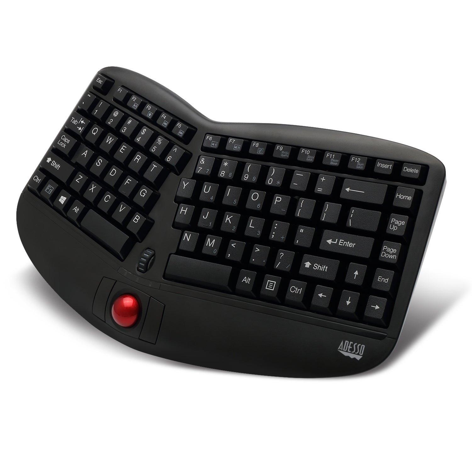 WKB-3150UB - Adesso TRU-FORM MEDIA 3150 WIRELESS ERGO MINI TRACKBALL KEYBOARD. REMOVEABLE 1000 TRA