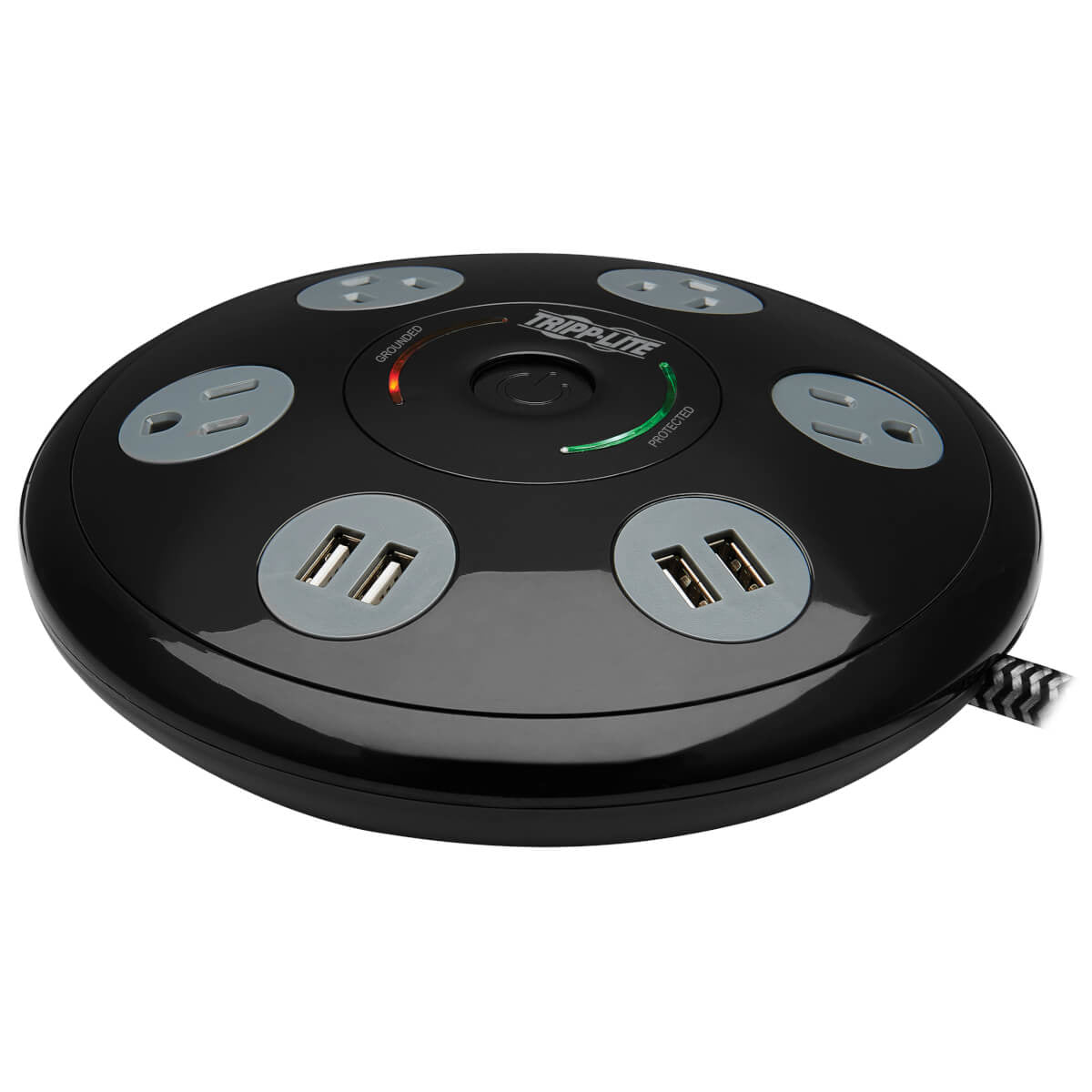 Tripp Lite TLP406USBUFO surge protector Black, Gray 4 AC outlet(s) 120 V 72" (1.83 m)