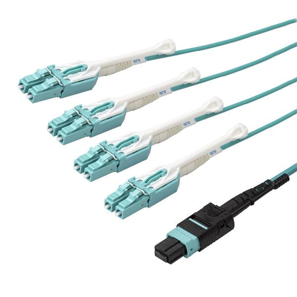 StarTech.com MPO8LCPL10M fiber optic cable 393.7" (10 m) MPO/MTP 8x LC OM3 Aqua color