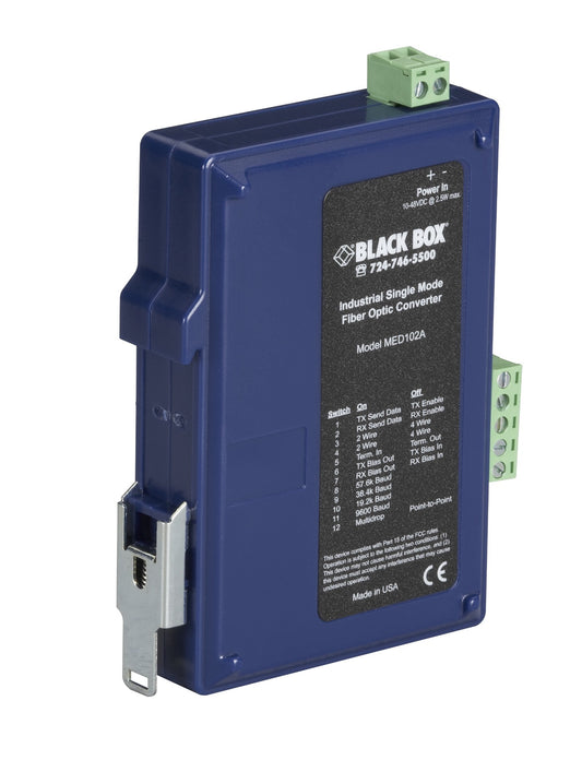 Black Box MED102A serial converter/repeater/isolator RS-232/422/485 Fiber (SC) Blue