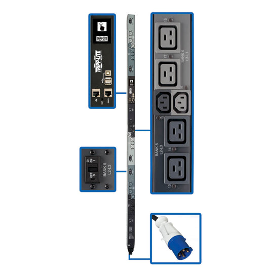 Tripp Lite PDU3EVSR6G60A power distribution unit (PDU) 18 AC outlet(s) 0U Black, Gray