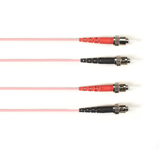 OM1 62.5/125 MULTIMODE FIBER OPTIC PATCH CABLE - OFNP PLENUM, ST TO ST, PINK, 1-