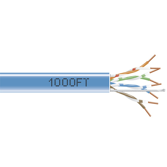 CAT5E 350-MHZ SOLID ETHERNET BULK CABLE - UNSHIELDED (UTP), CMR PVC, BLUE, 1000-