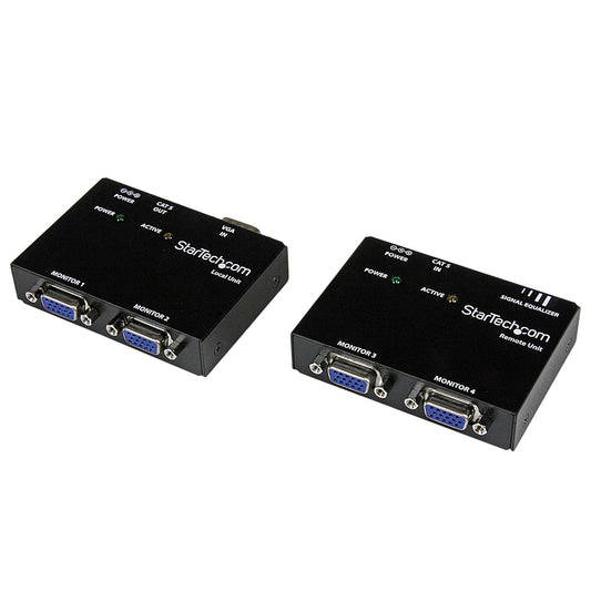 EXTEND AND DISTRIBUTE A VGA SIGNAL TO 2 LOCAL, AND 2 REMOTE DISPLAYS OVER CAT5 O