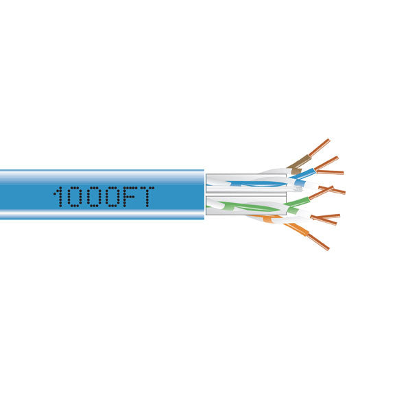 CAT6A 650-MHZ SOLID ETHERNET BULK CABLE - UNSHIELDED (UTP), CMP PLENUM, BLUE, 10