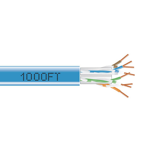 CAT6A 650-MHZ SOLID ETHERNET BULK CABLE - UNSHIELDED (UTP), CMP PLENUM, BLUE, 10