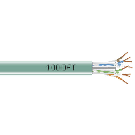 CAT6 550-MHZ SOLID ETHERNET BULK CABLE - UNSHIELDED (UTP), CMR PVC, GREEN, 1000-