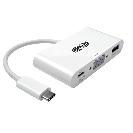 USB C TO VGA MULTIPORT VIDEO ADAPTER CONVERTER 1080P W/ USB-A HUB, & USB-C PD CH