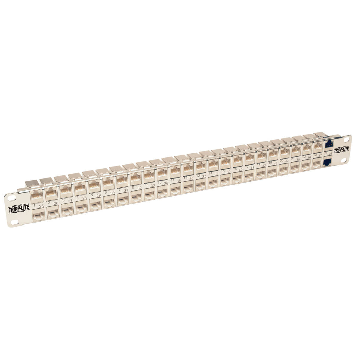 48-PORT  CAT6A PATCH PANEL RACKMOUNT SHIELDED FEEDTHROUGH RJ45 1U