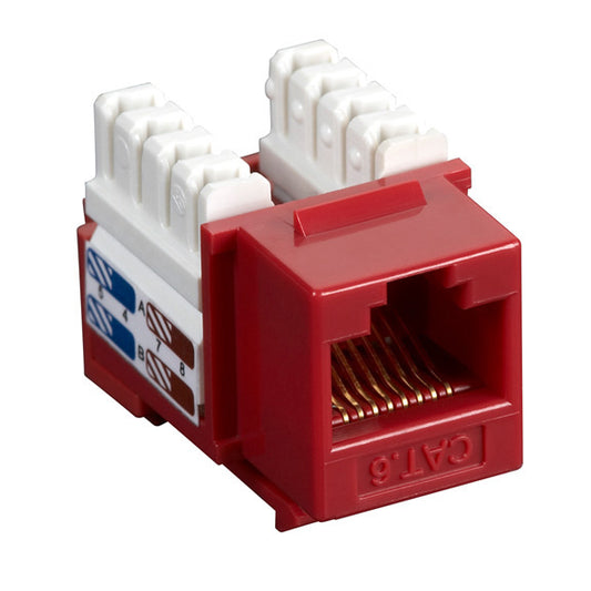 CAT6 KEYSTONE JACK - UNSHIELDED, RJ45, RED, 25-PACK